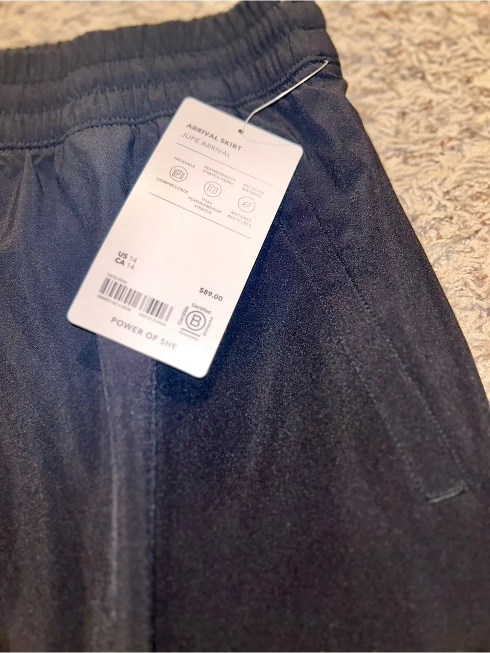 NWT Women’s Athleta Black Elastic Waist A-Line Midi Skirt size 14 - Picture 8 of 12